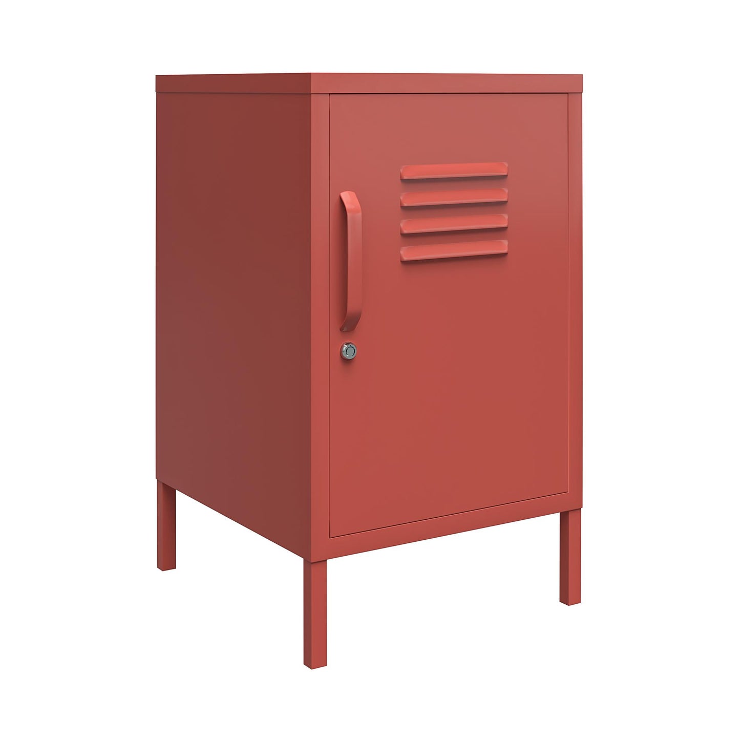 Shadwick Closed Door Metal Locker End Table with 2 Shelves - Terracotta