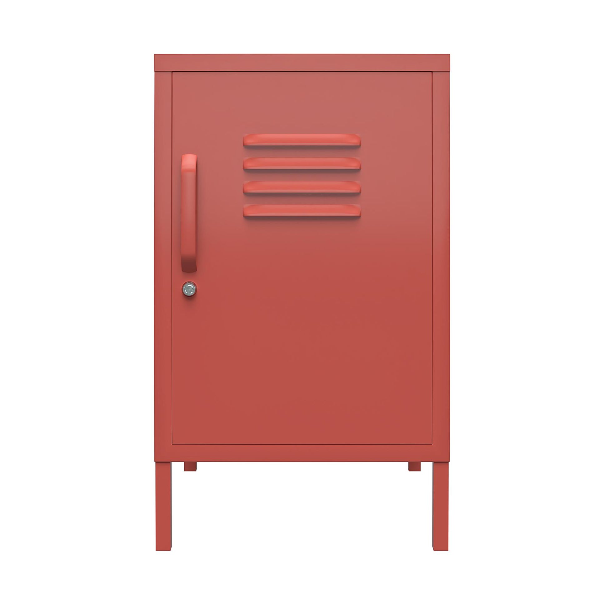 Shadwick Closed Door Metal Locker End Table with 2 Shelves - Terracotta