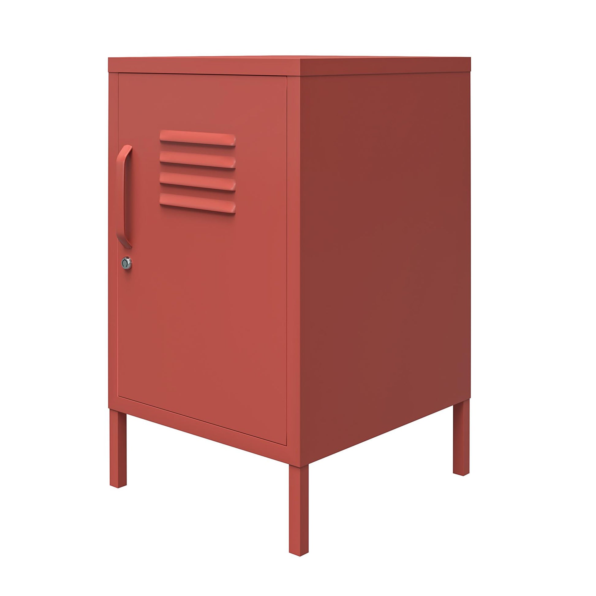 Shadwick Closed Door Metal Locker End Table with 2 Shelves - Terracotta