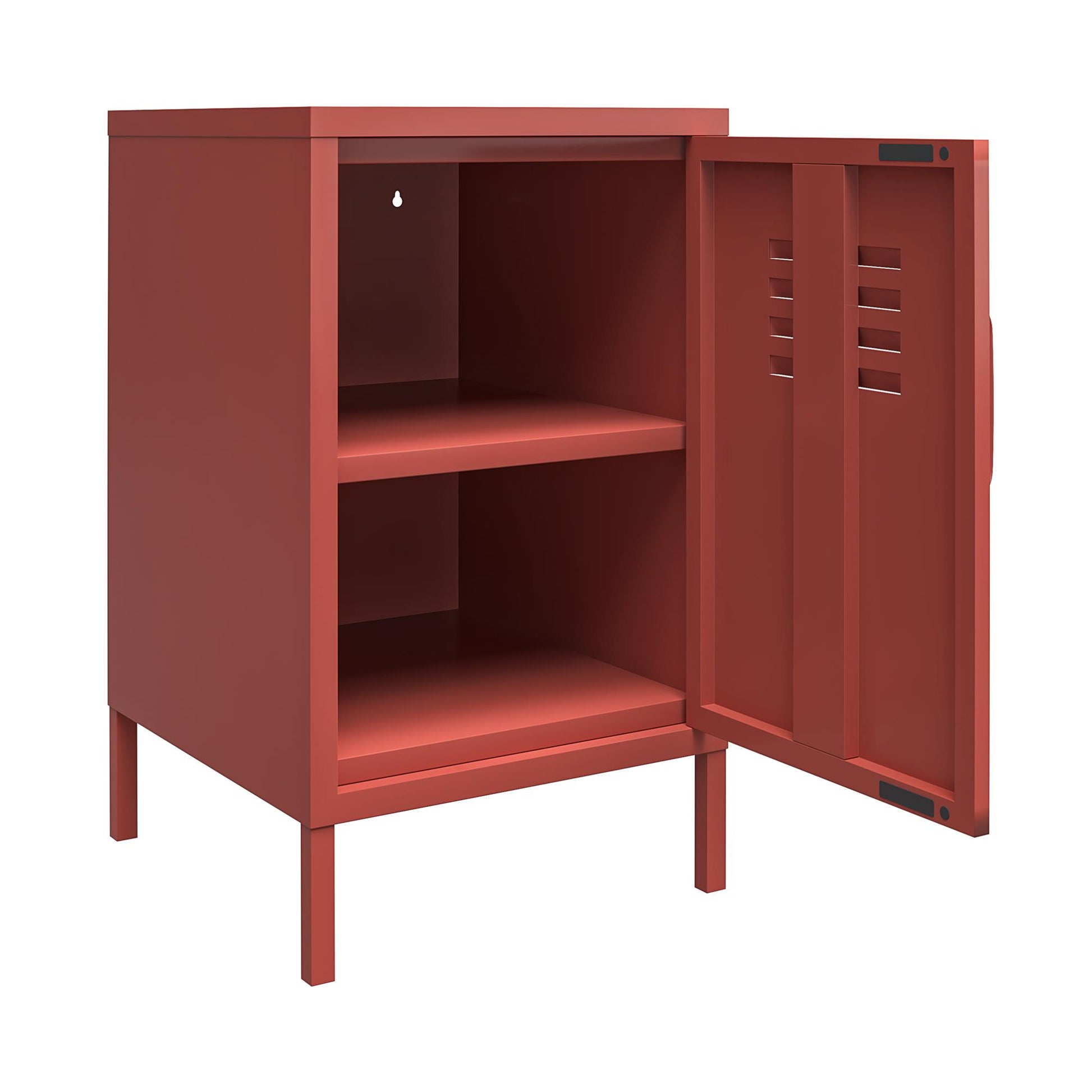 Shadwick Closed Door Metal Locker End Table with 2 Shelves - Terracotta