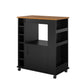 Williams Mobile Kitchen Cart with Wine Bottle Storage - Black