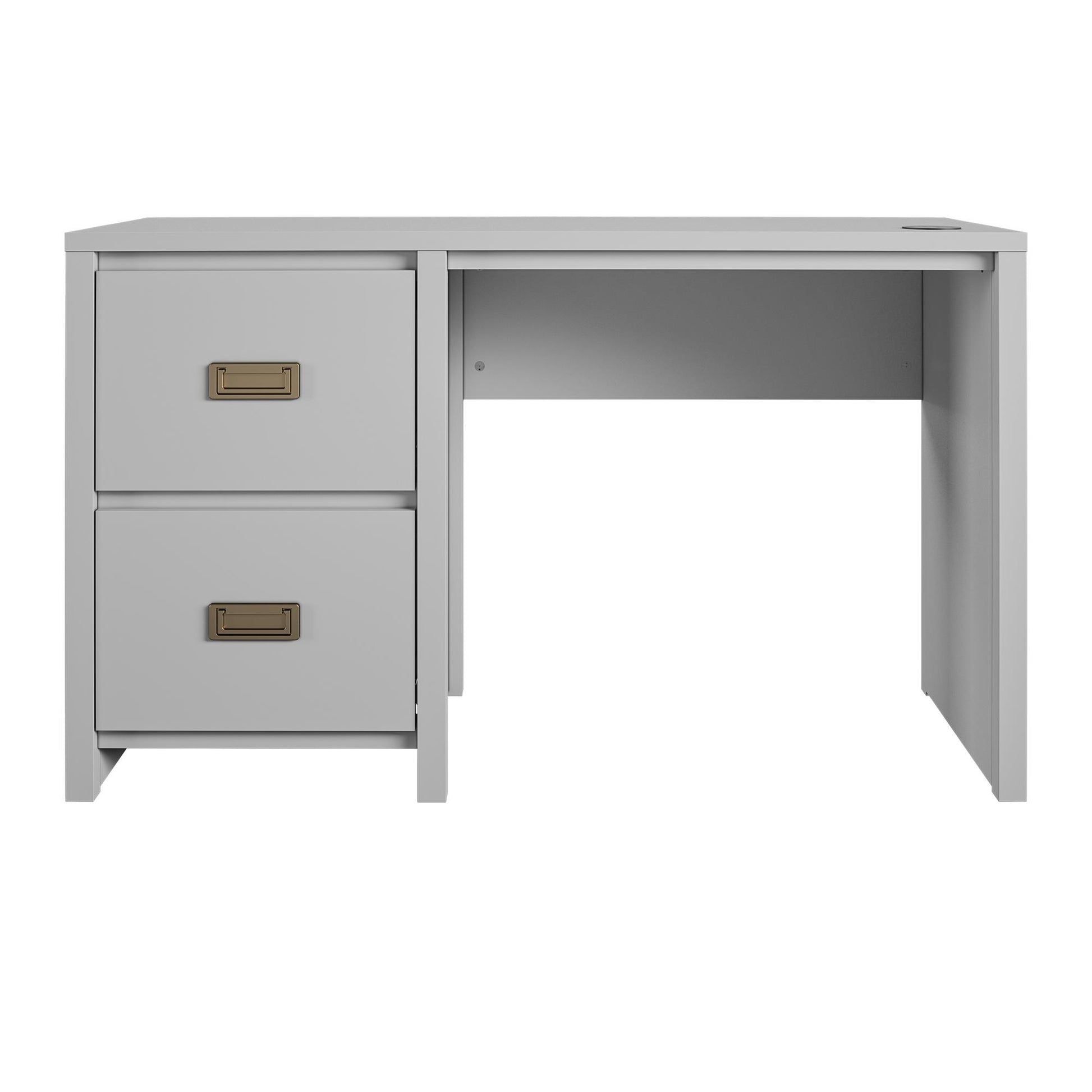 Monarch Hill Haven Single Pedestal Desk with Gold Drawer Pulls - Dove Gray
