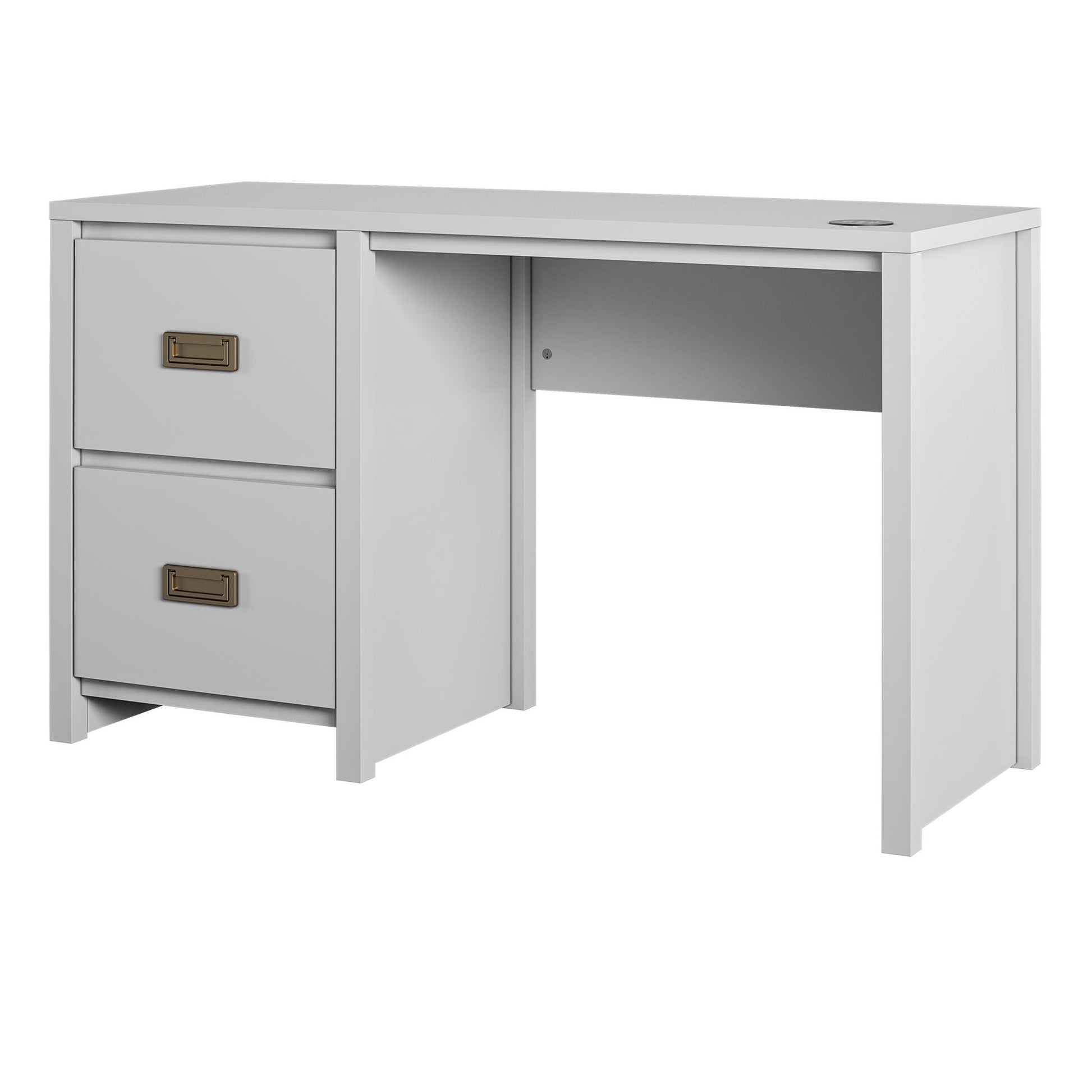 Monarch Hill Haven Single Pedestal Desk with Gold Drawer Pulls - Dove Gray