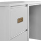 Monarch Hill Haven Single Pedestal Desk with Gold Drawer Pulls - Dove Gray