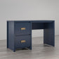Monarch Hill Haven Single Pedestal Desk with Gold Drawer Pulls - Navy