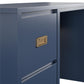 Monarch Hill Haven Single Pedestal Desk with Gold Drawer Pulls - Navy