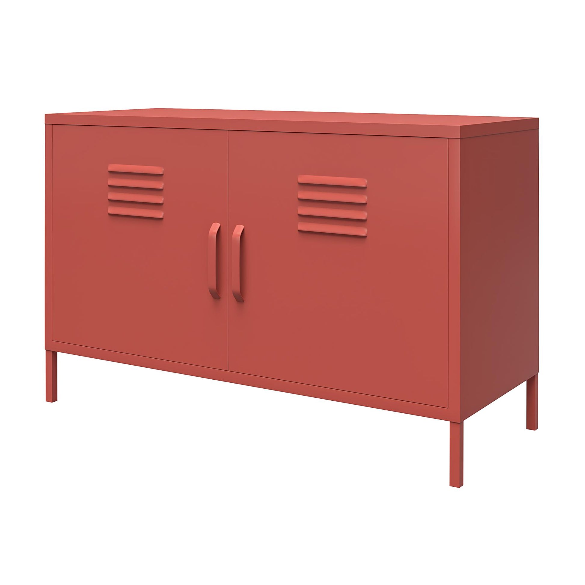 Shadwick 2 Door Metal Locker Accent Cabinet with 2 Shelves - Terracotta