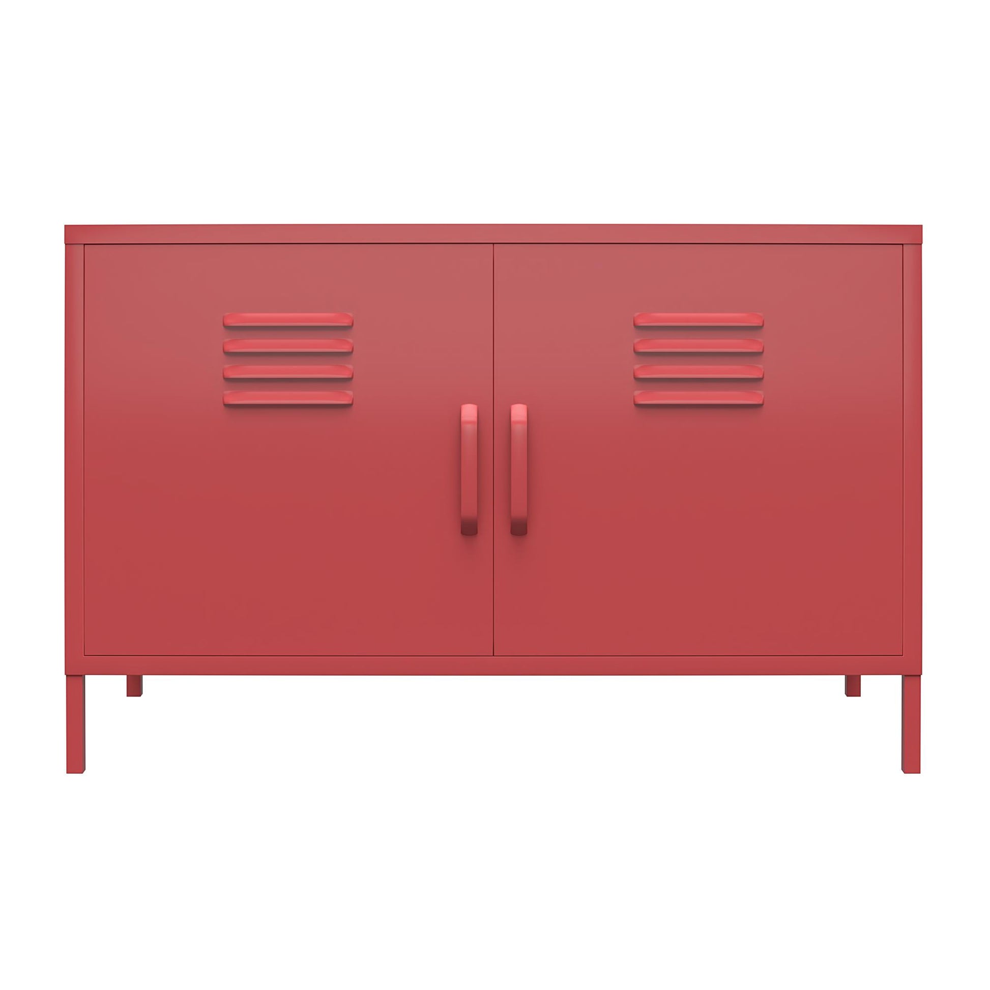 Shadwick 2 Door Metal Locker Accent Cabinet with 2 Shelves - Terracotta