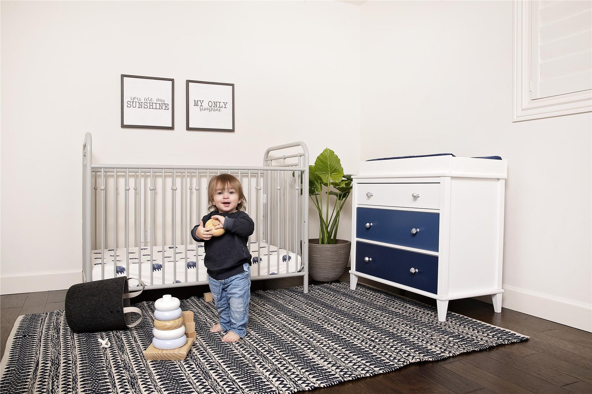 Monarch Hill Poppy 3 Drawer Changing Table with 2 Sets of Knobs - Blue