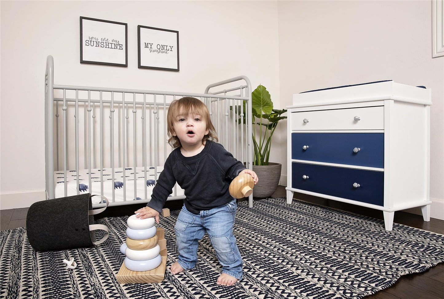 Monarch Hill Poppy 3 Drawer Changing Table with 2 Sets of Knobs - Blue