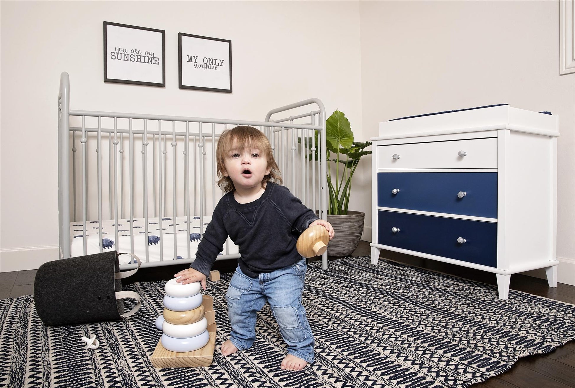 Monarch Hill Poppy 3 Drawer Changing Table with 2 Sets of Knobs - Blue