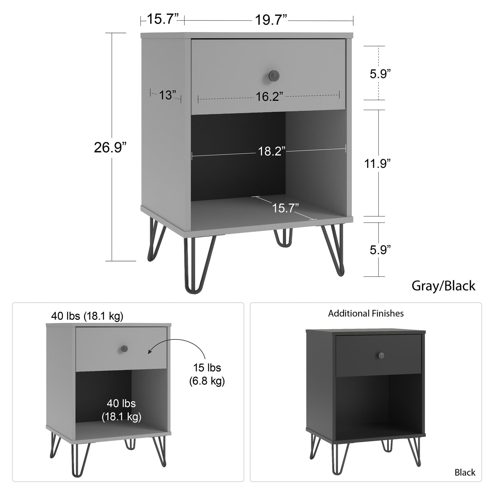 Owen Nightstand, Dove Gray - Dove Gray