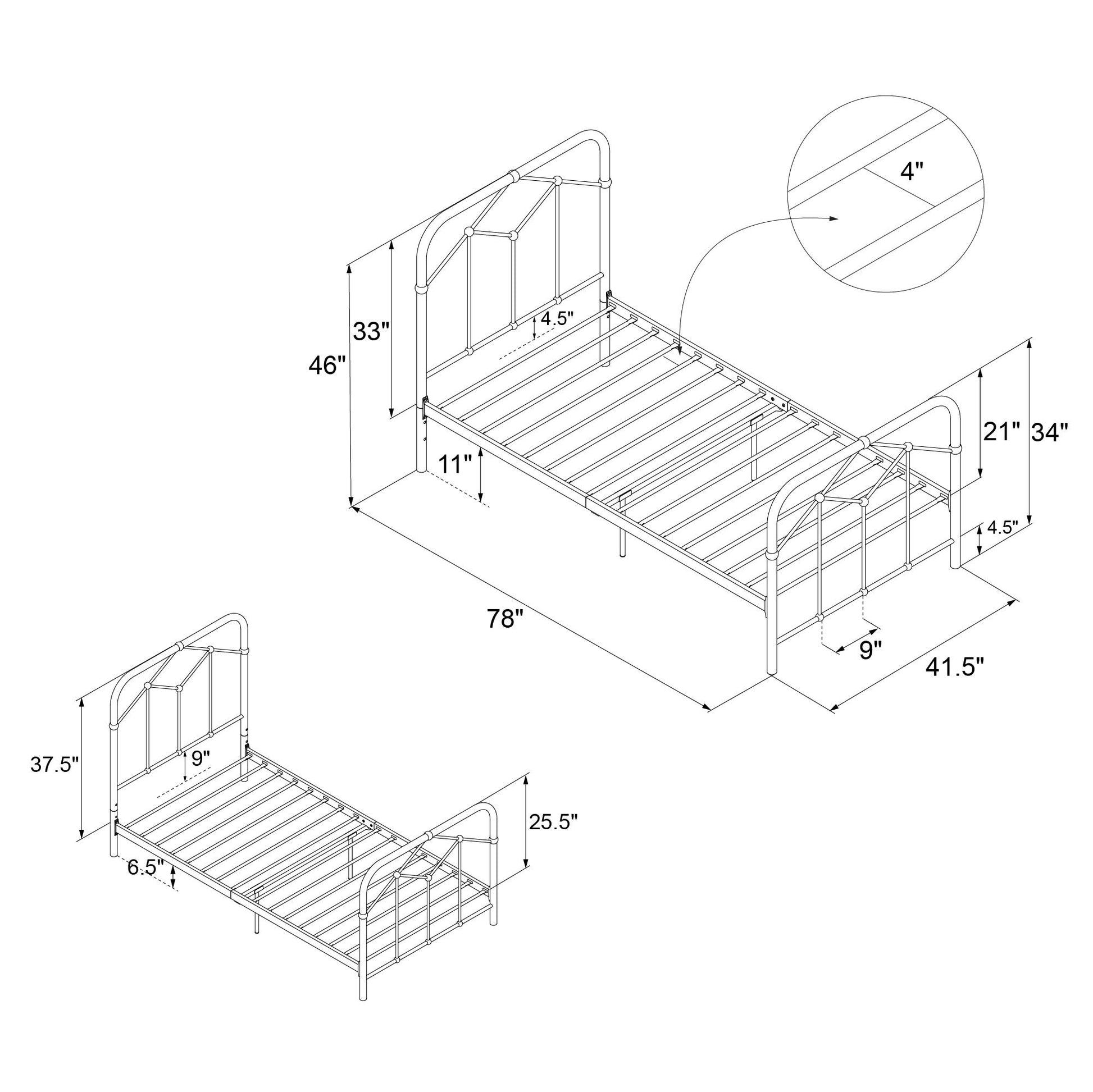 Francis Farmhouse Metal Bed - White - Twin