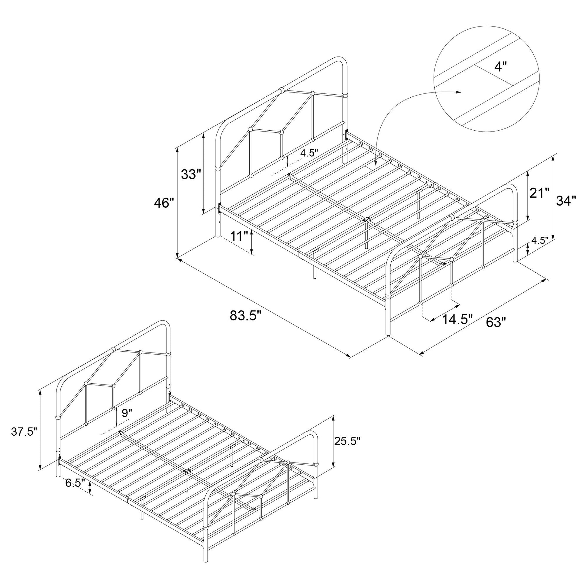 Francis Farmhouse Metal Bed - White - Queen