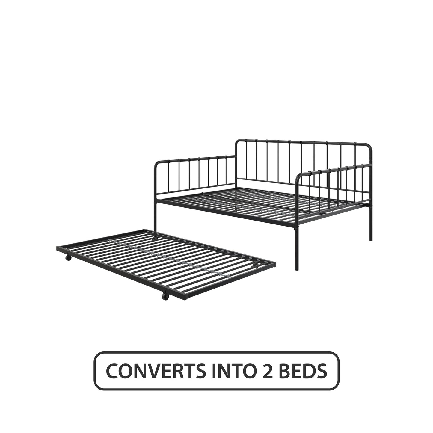 Aaron Metal Twin Daybed and Twin Trundle Set - Black - Full