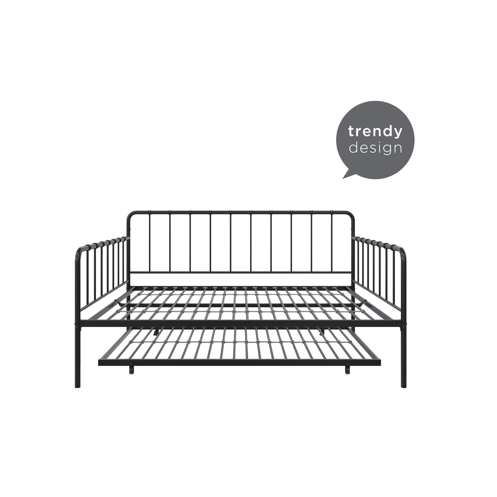 Aaron Metal Twin Daybed and Twin Trundle Set - Black - Full