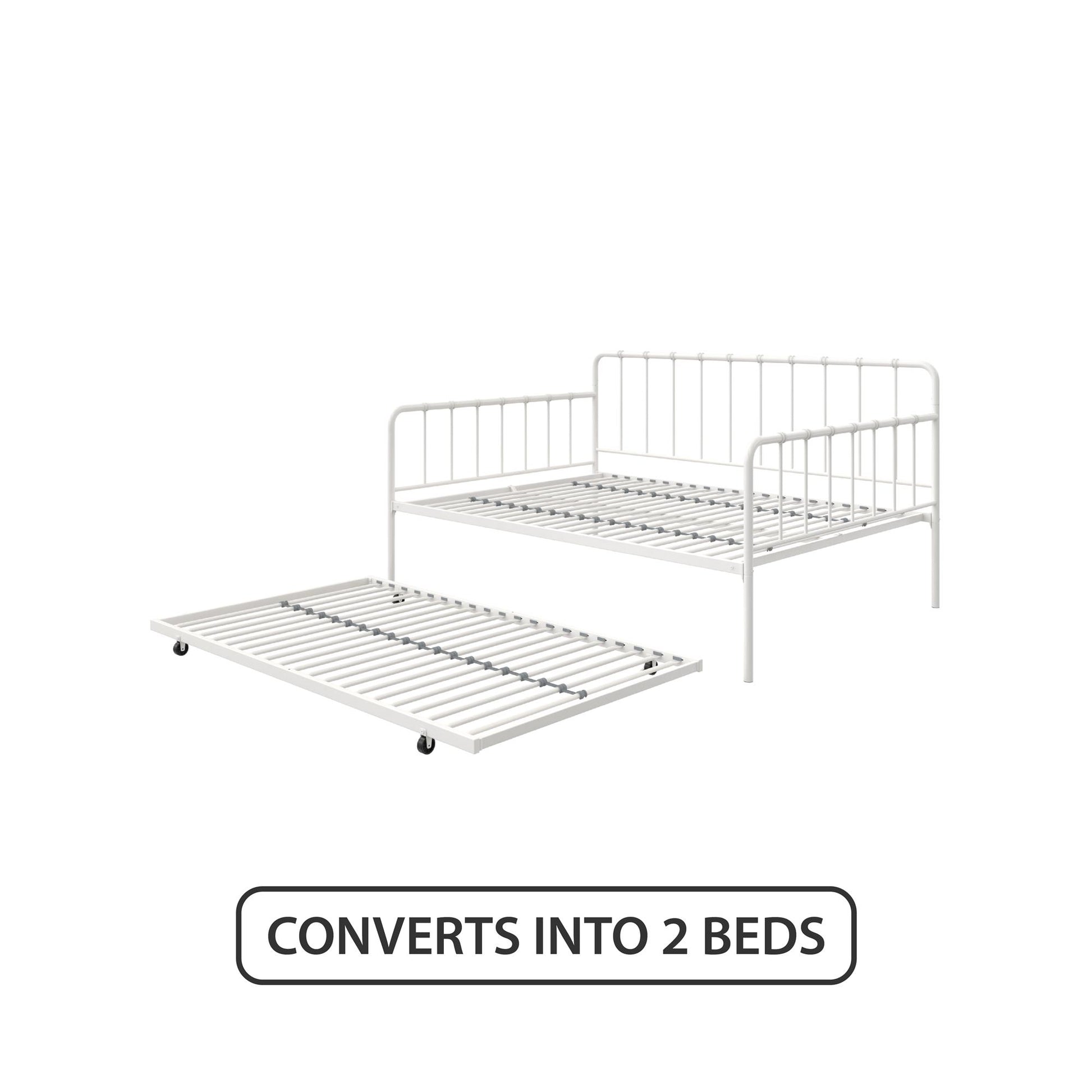 Aaron Metal Twin Daybed and Twin Trundle Set - White - Full