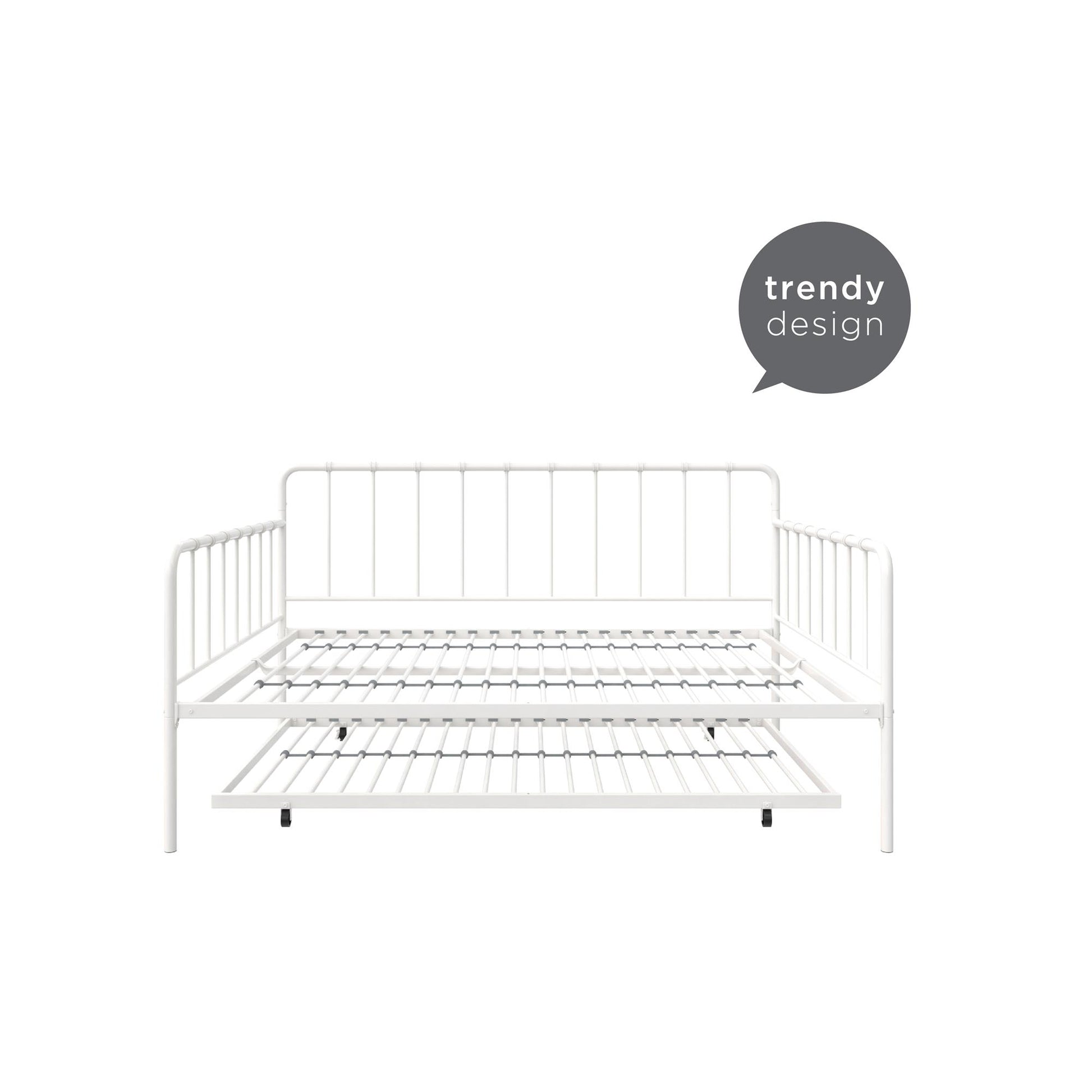 Aaron Metal Twin Daybed and Twin Trundle Set - White - Full