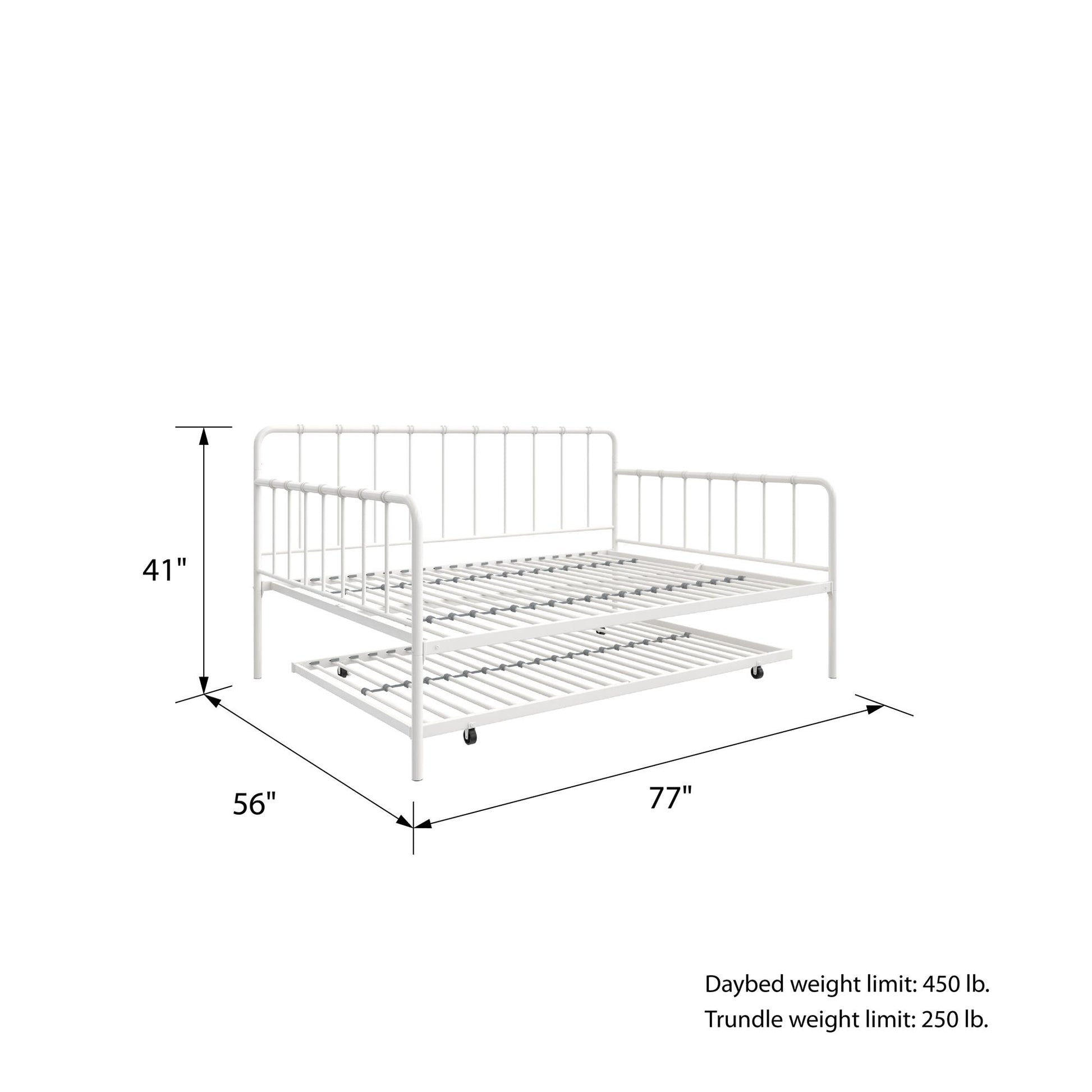 Aaron Metal Twin Daybed and Twin Trundle Set - White - Full