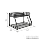 Miles Twin Over Twin Metal Bunk Bed with Secured Metal Slats and Integrated Ladder - Black - Twin-Over-Full