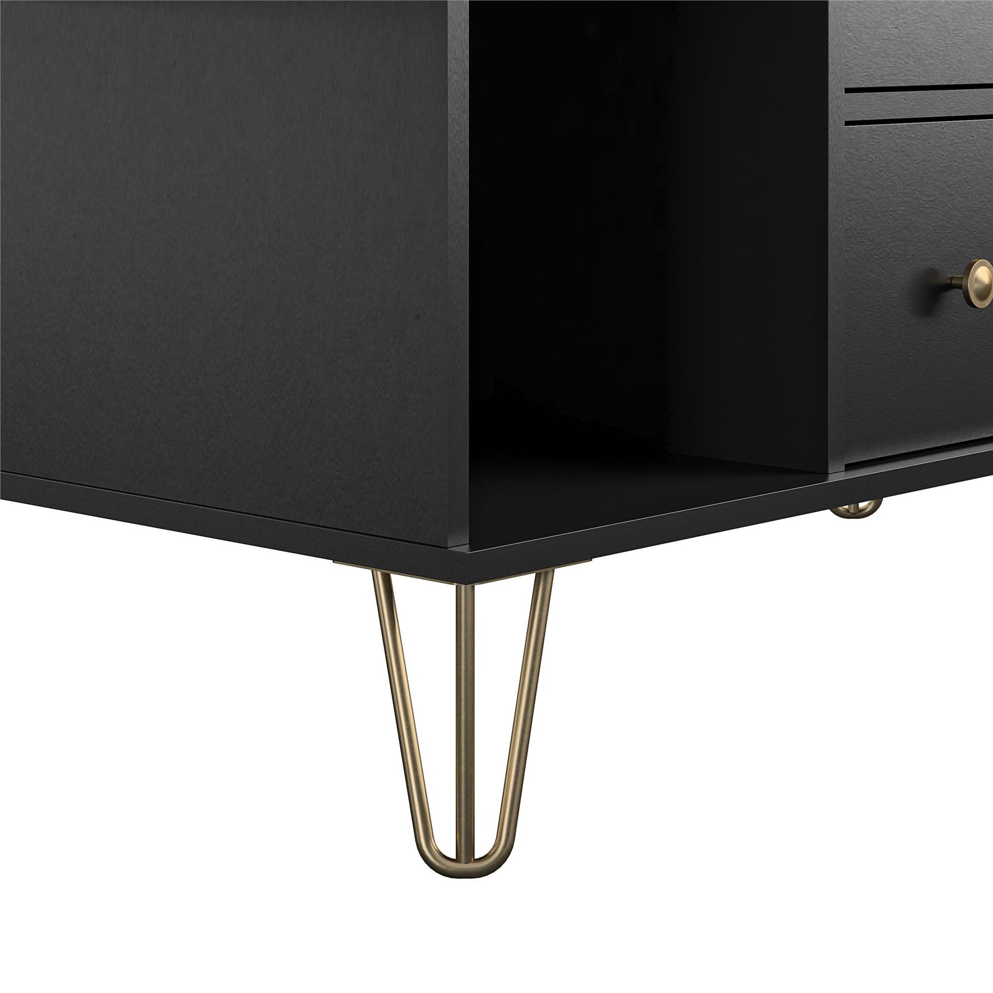 Owen 3 in 1 Media Dresser and Desk Combo, Black - Black