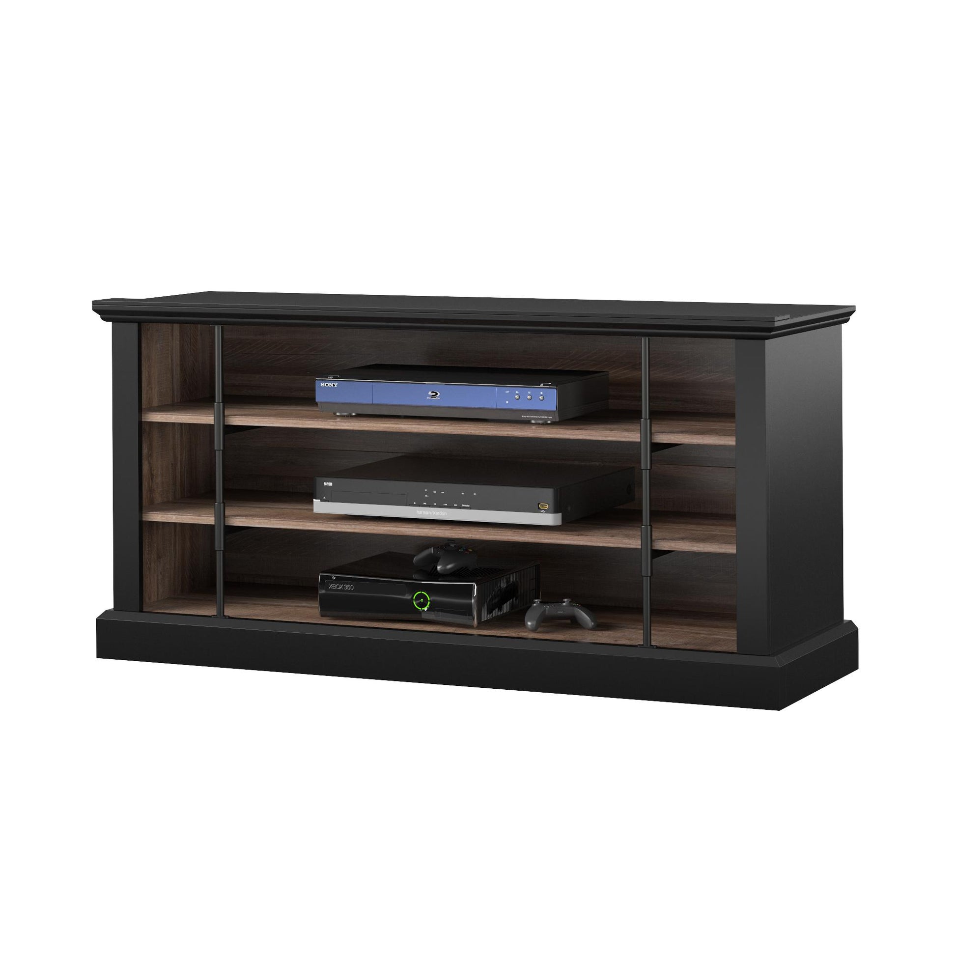 Hoffman Rustic Two-Toned TV Stand for TVs up to 50", Black and Walnut - Black