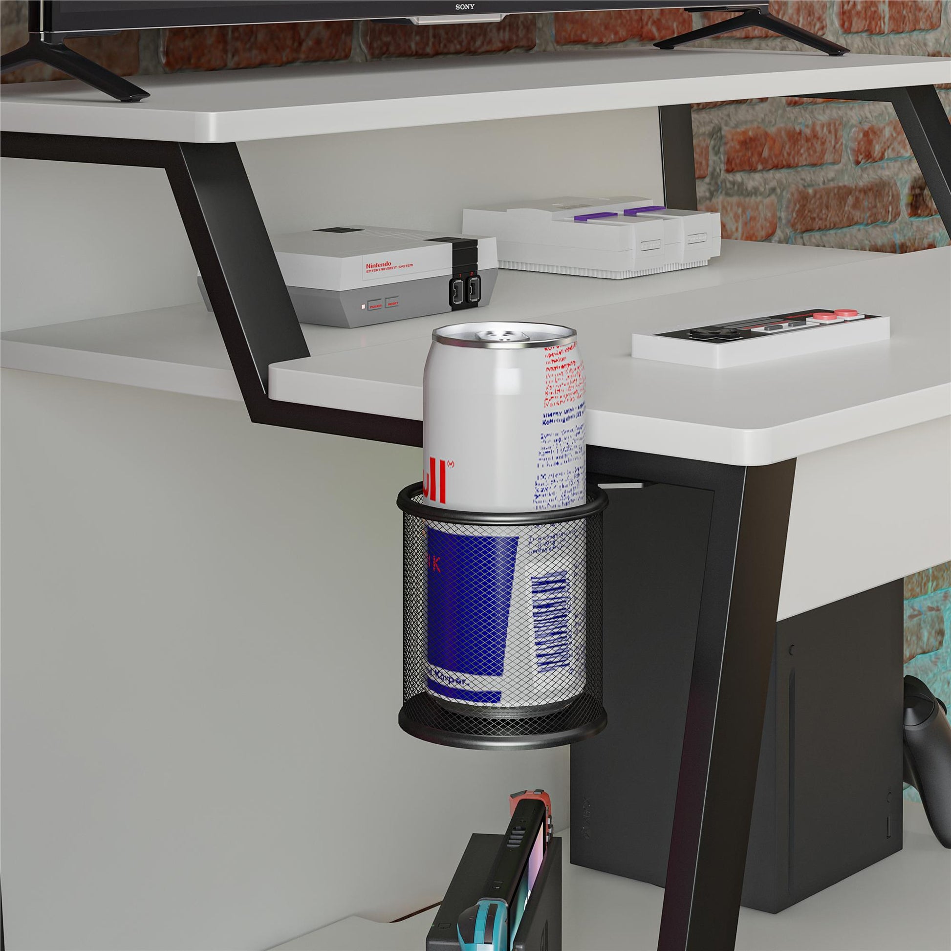 Genesis Standing Gaming Desk Arcade Stand - White