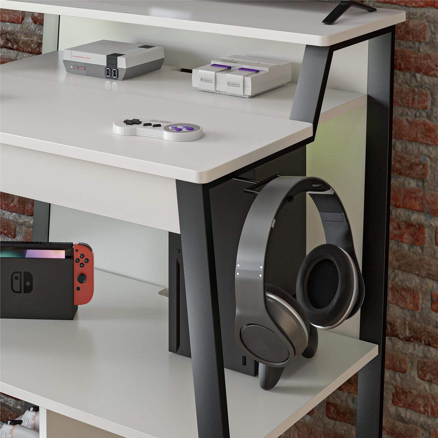 Genesis Standing Gaming Desk Arcade Stand - White