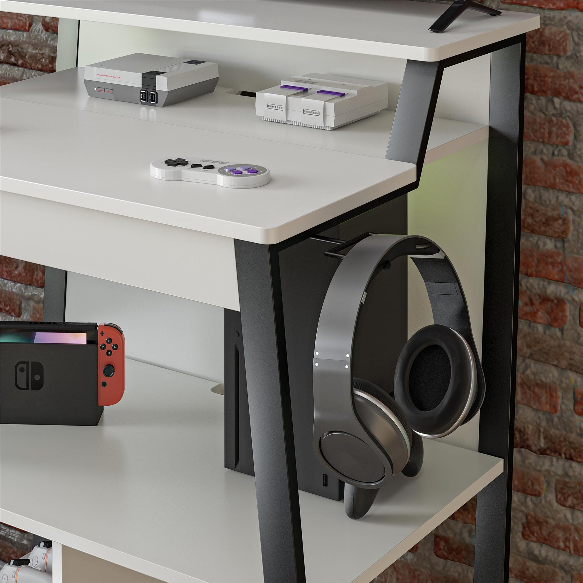 Genesis Standing Gaming Desk Arcade Stand - White