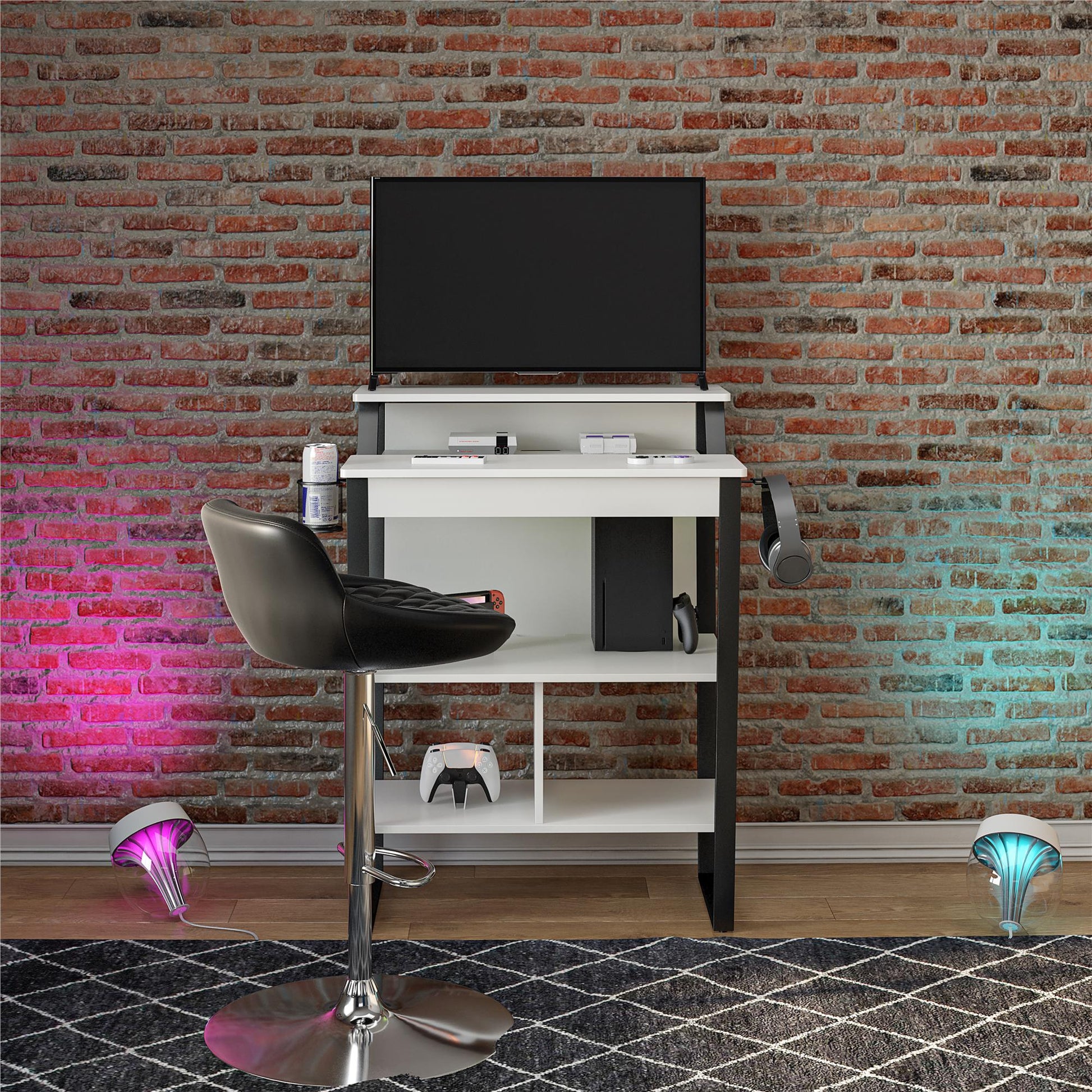 Genesis Standing Gaming Desk Arcade Stand - White