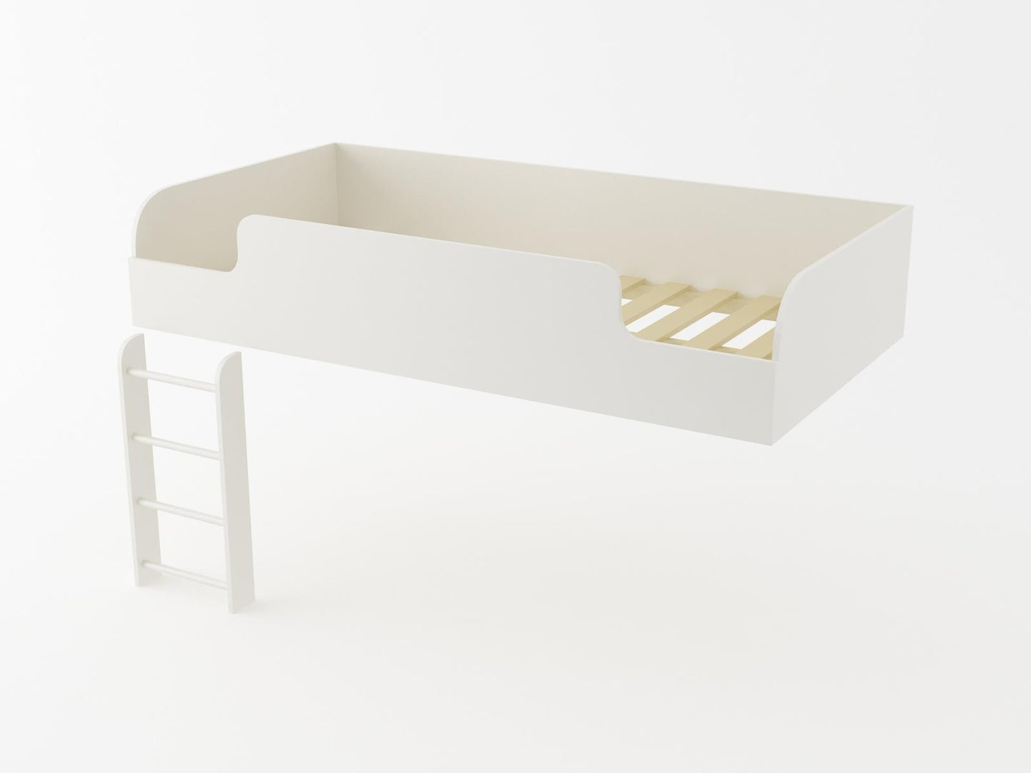 Elements Loft Bed Platform with Ladder, White - White