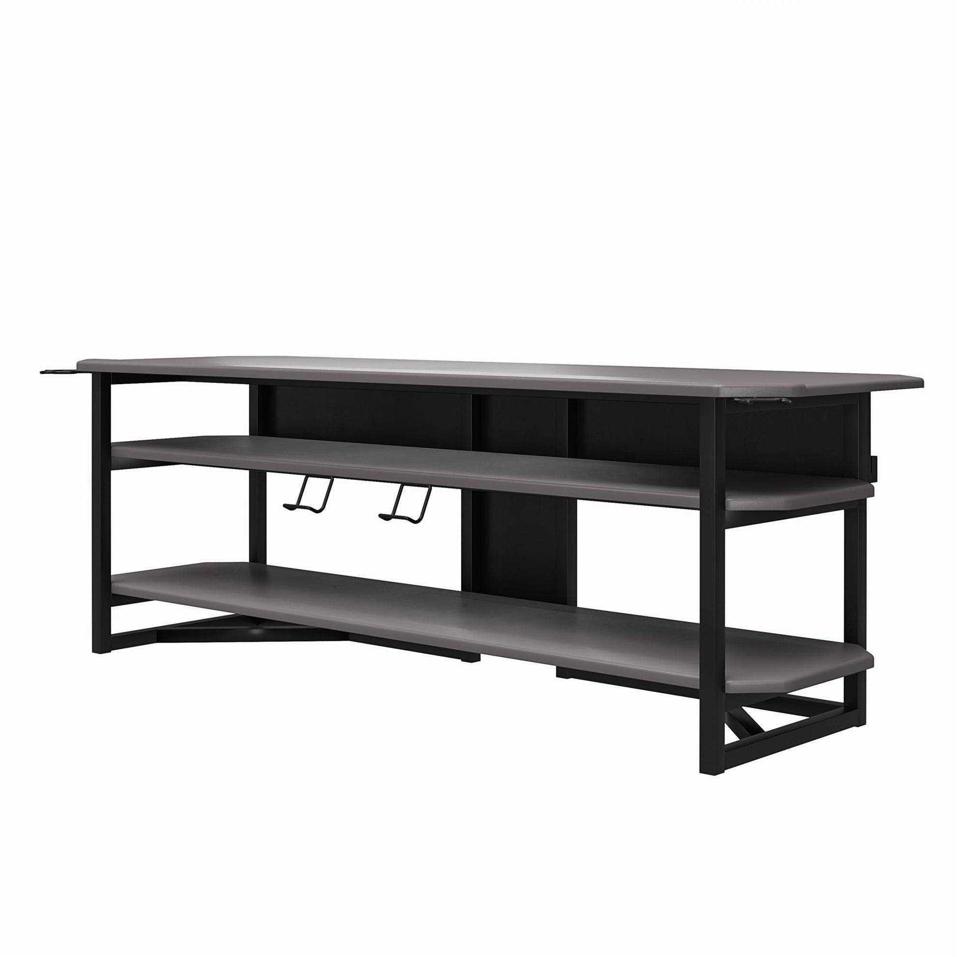 Quest Two-Tier Gaming TV Stand for TVs up to 65 Inches with Controller Holder - Gray