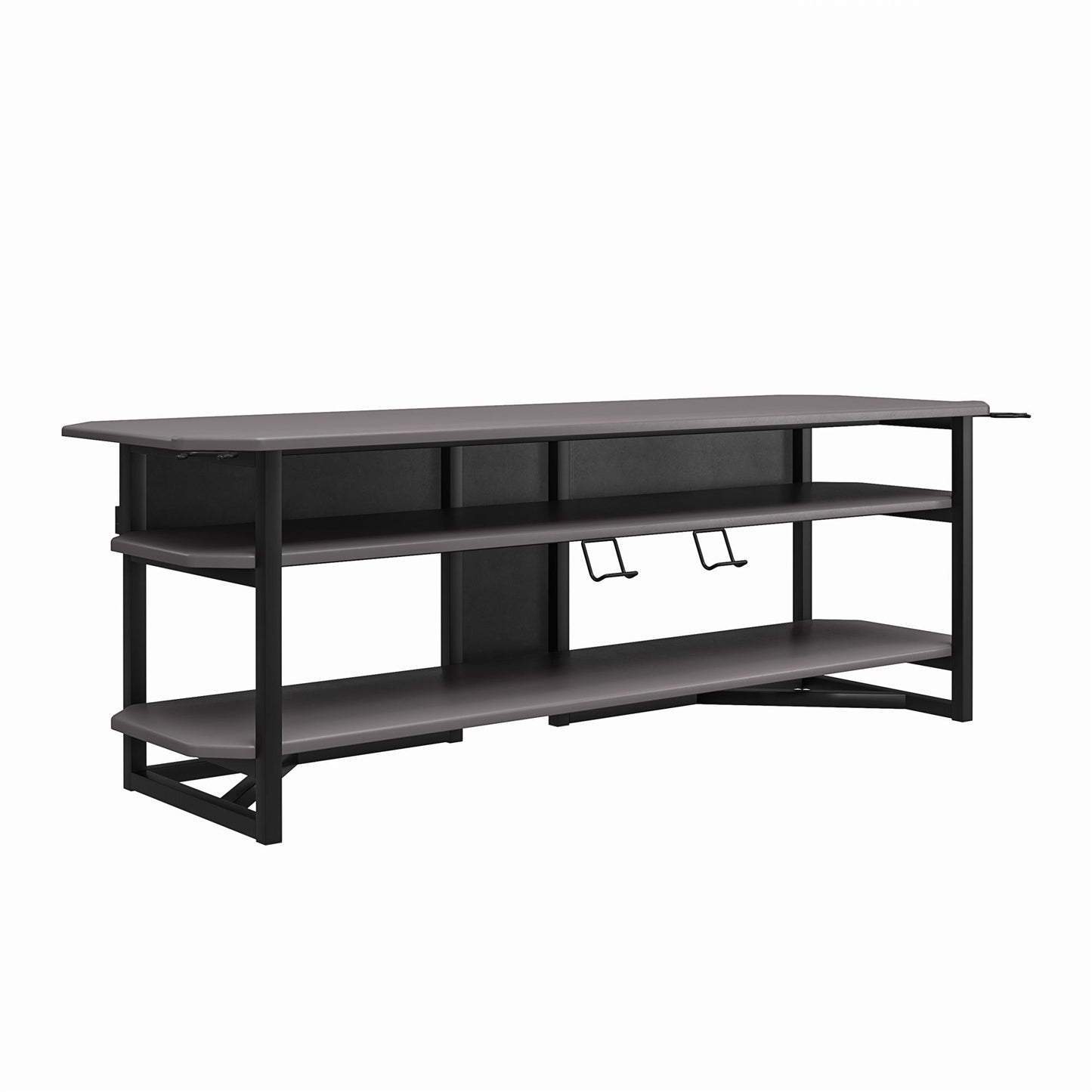 Quest Two-Tier Gaming TV Stand for TVs up to 65 Inches with Controller Holder - Gray