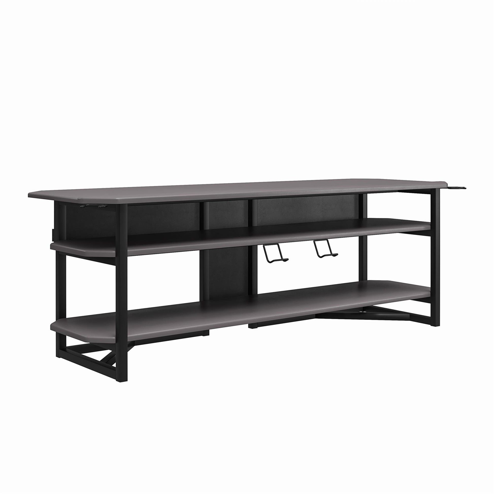 Quest Two-Tier Gaming TV Stand for TVs up to 65 Inches with Controller Holder - Gray