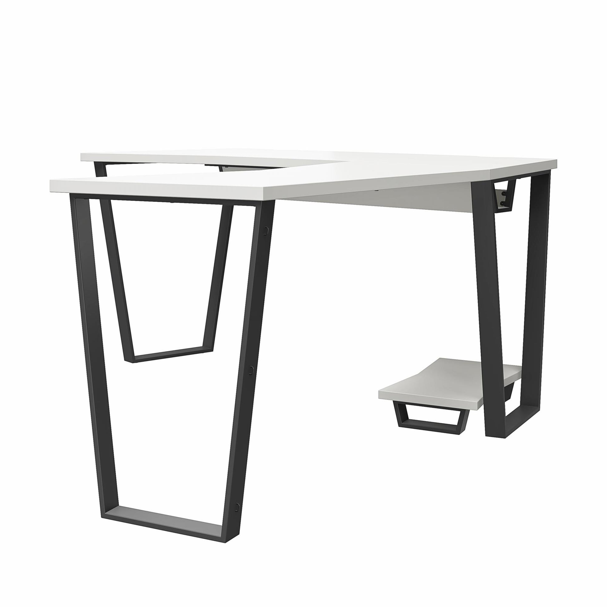 Genesis Metal Gaming L Desk with CPU Stand - White