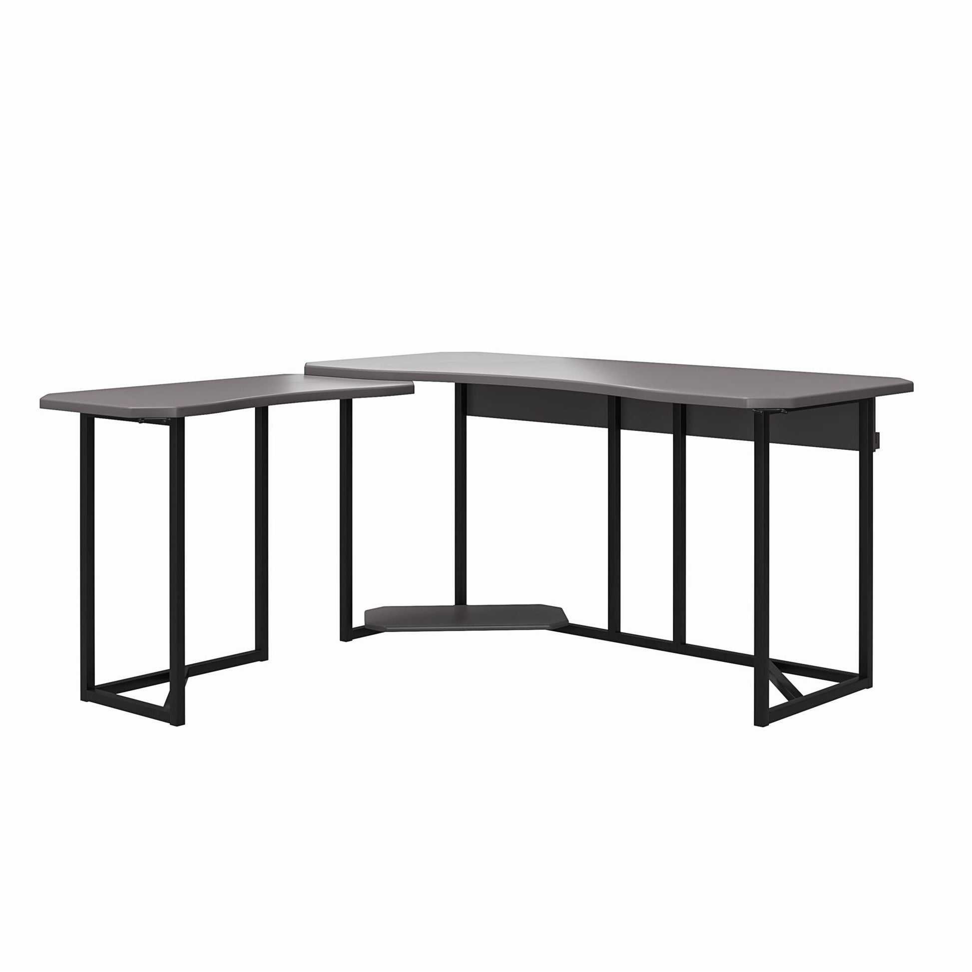 Quest Gaming Reversible L Desk with CPU Stand and Wire Management System - Gray
