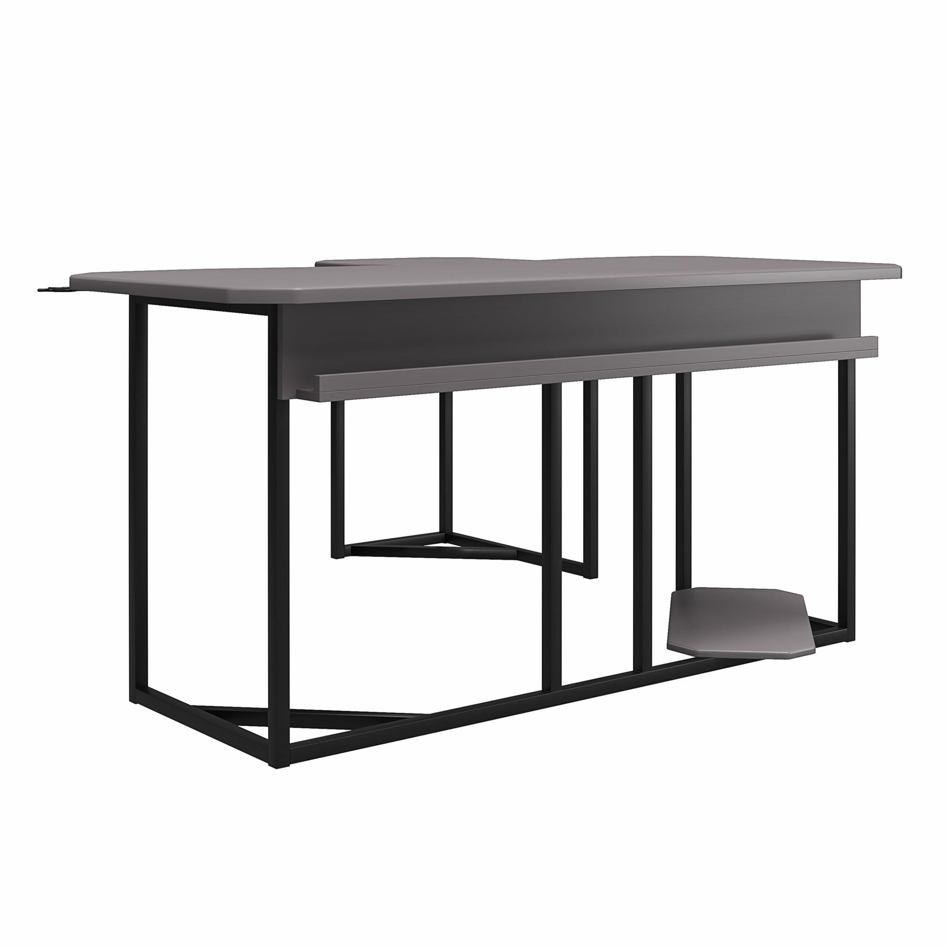 Quest Gaming Reversible L Desk with CPU Stand and Wire Management System - Gray