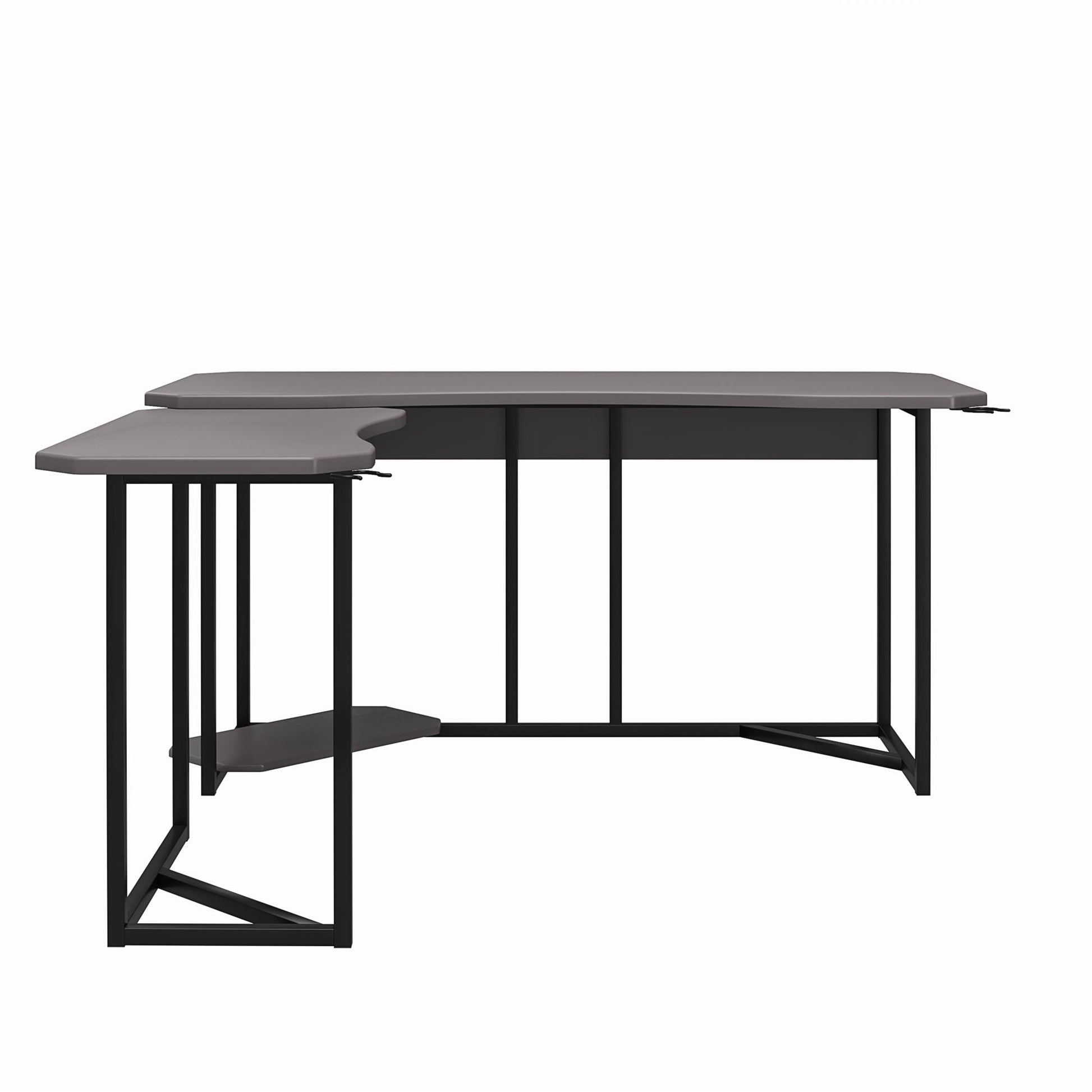 Quest Gaming Reversible L Desk with CPU Stand and Wire Management System - Gray