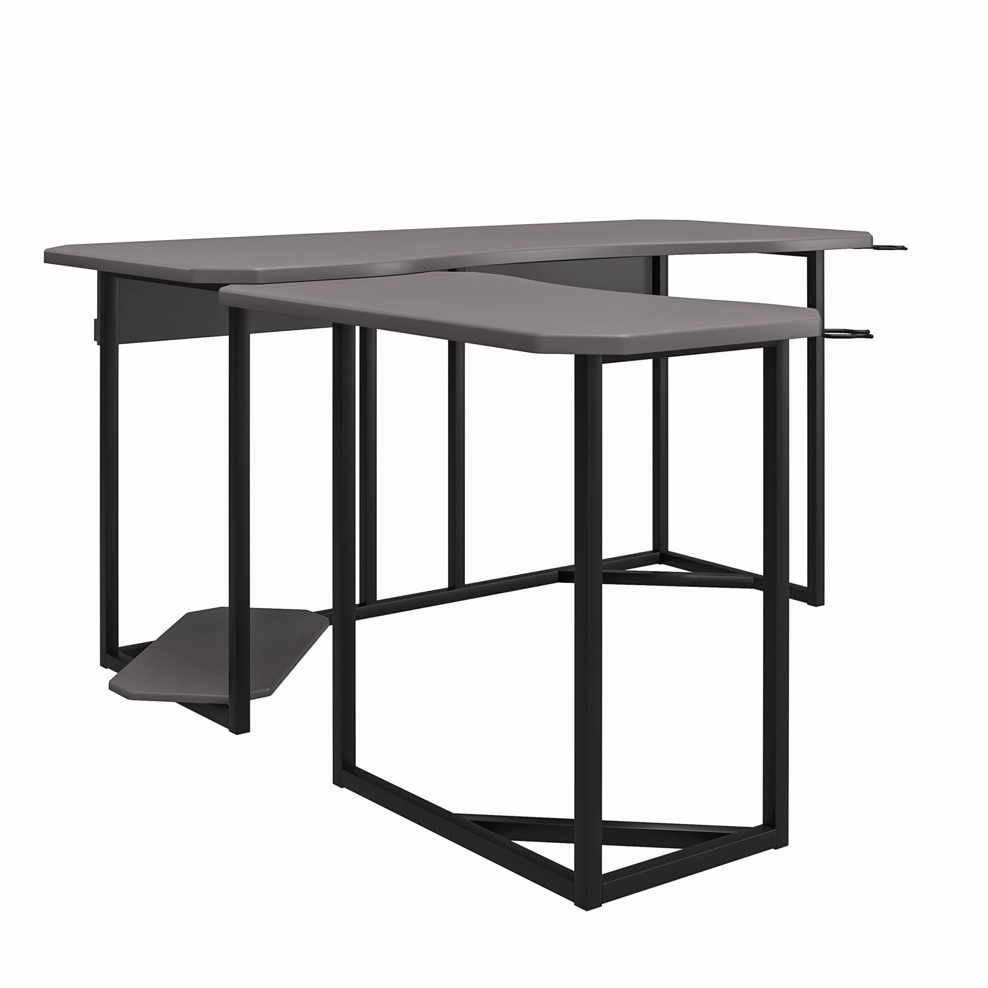 Quest Gaming Reversible L Desk with CPU Stand and Wire Management System - Gray