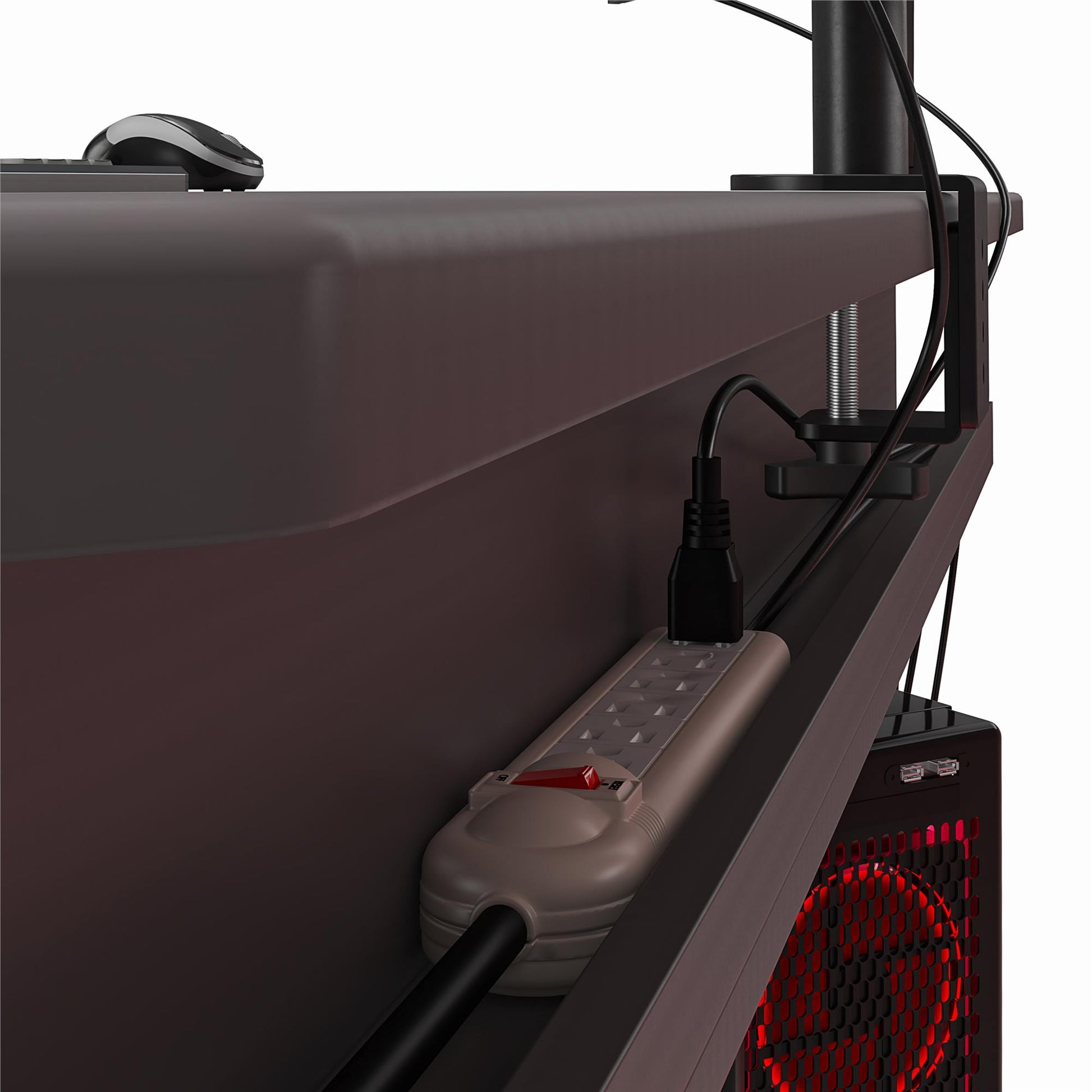 Quest Gaming Reversible L Desk with CPU Stand and Wire Management System - Gray
