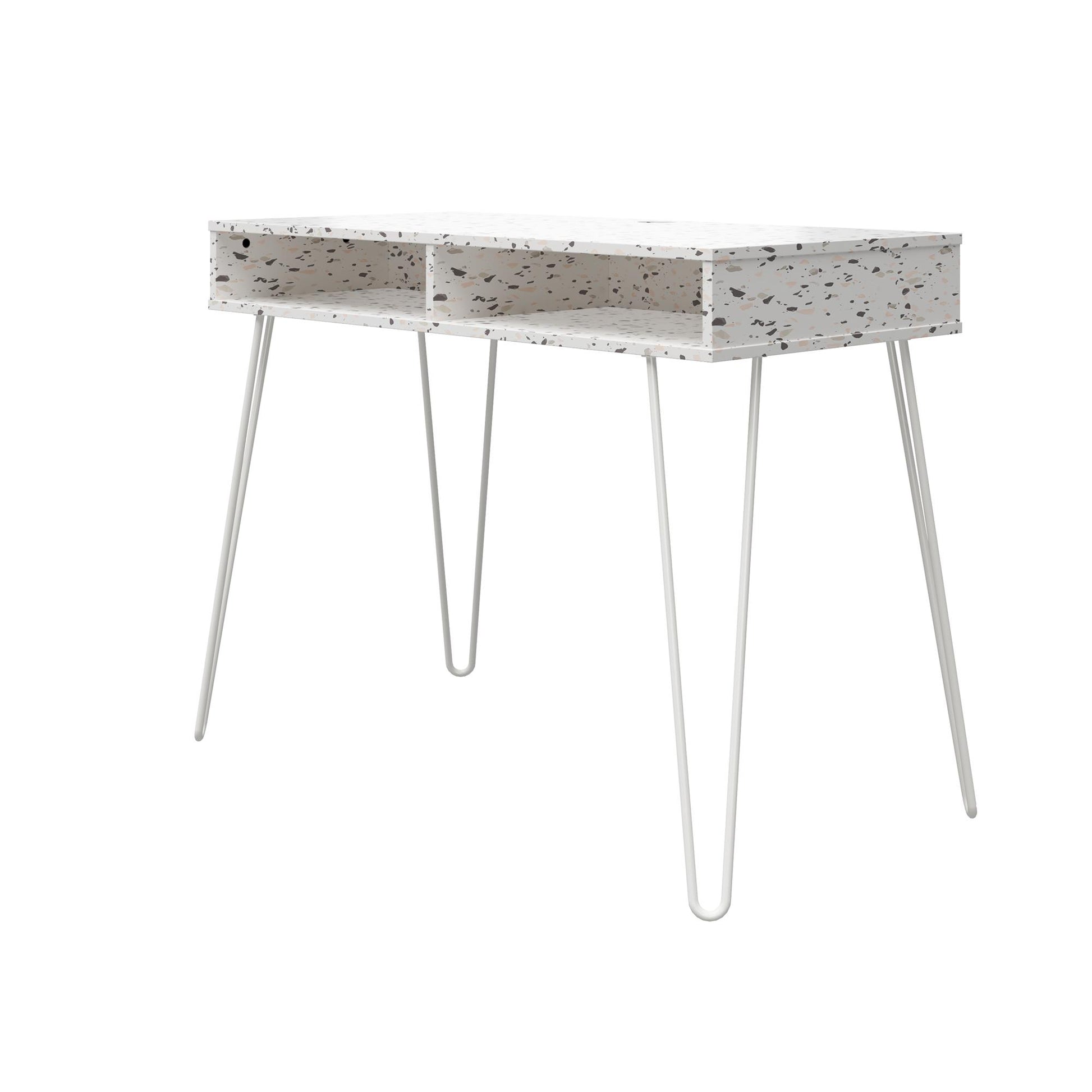 Athena Computer Desk with Storage - Terrazzo