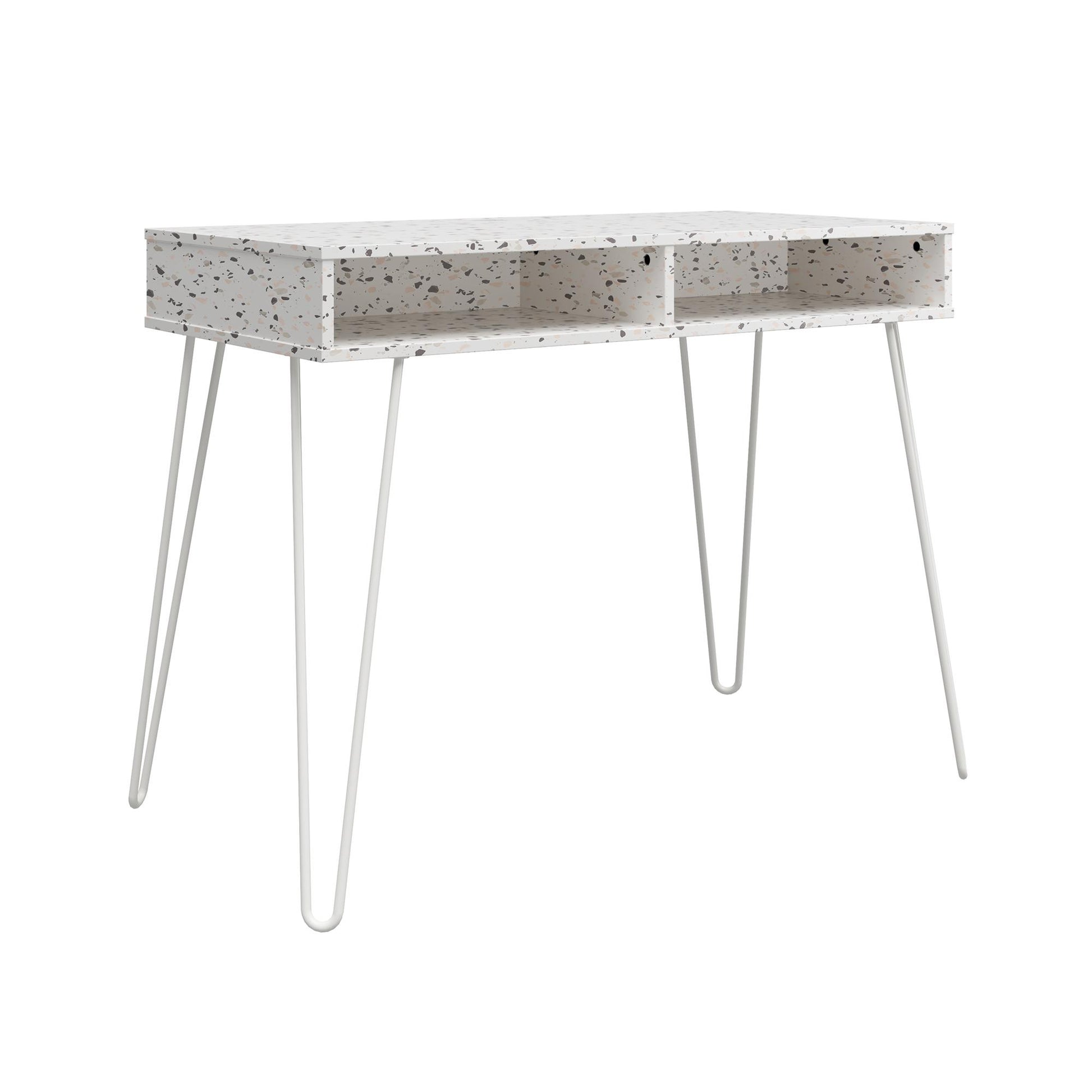 Athena Computer Desk with Storage - Terrazzo