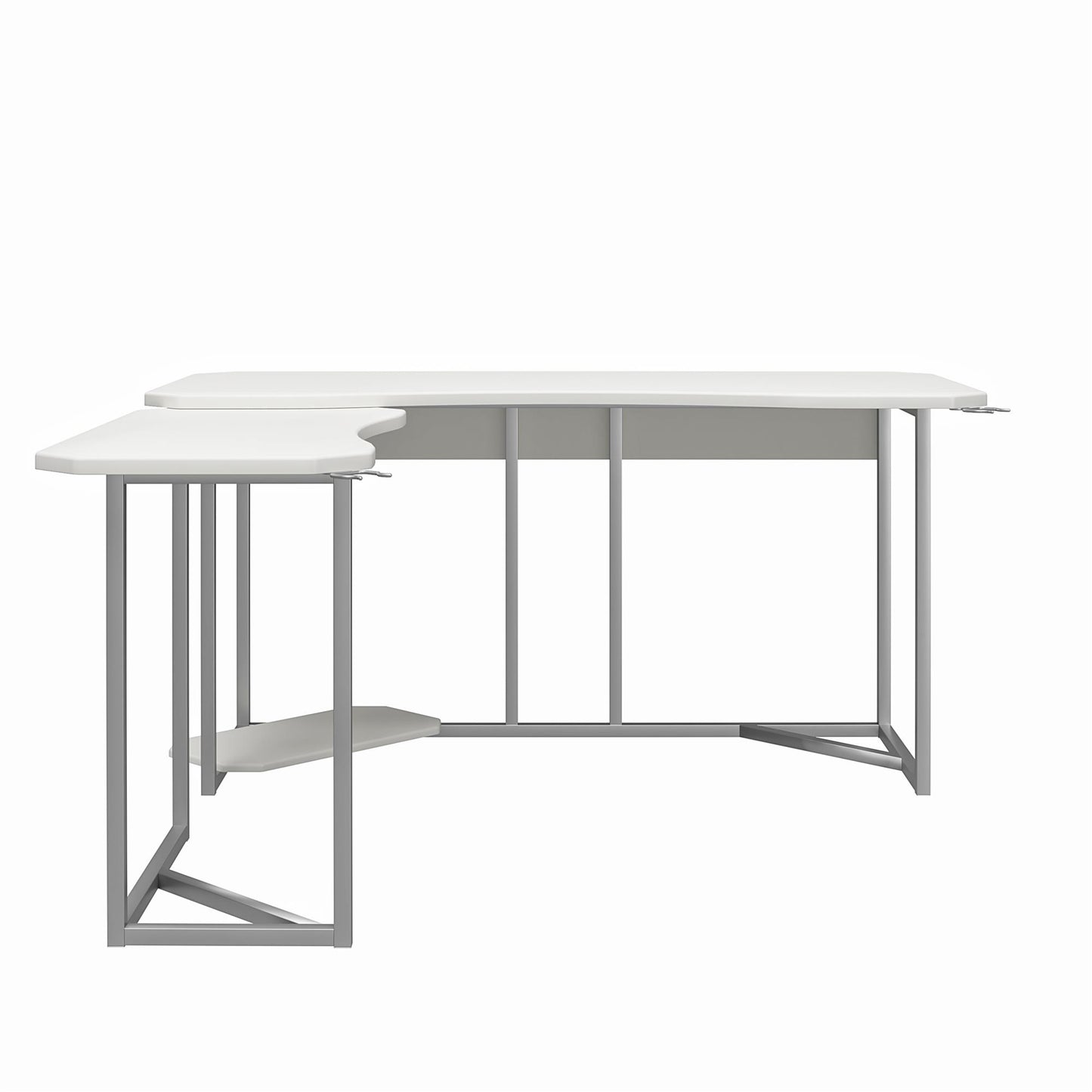 Quest Gaming Reversible L Desk with CPU Stand and Wire Management System - White
