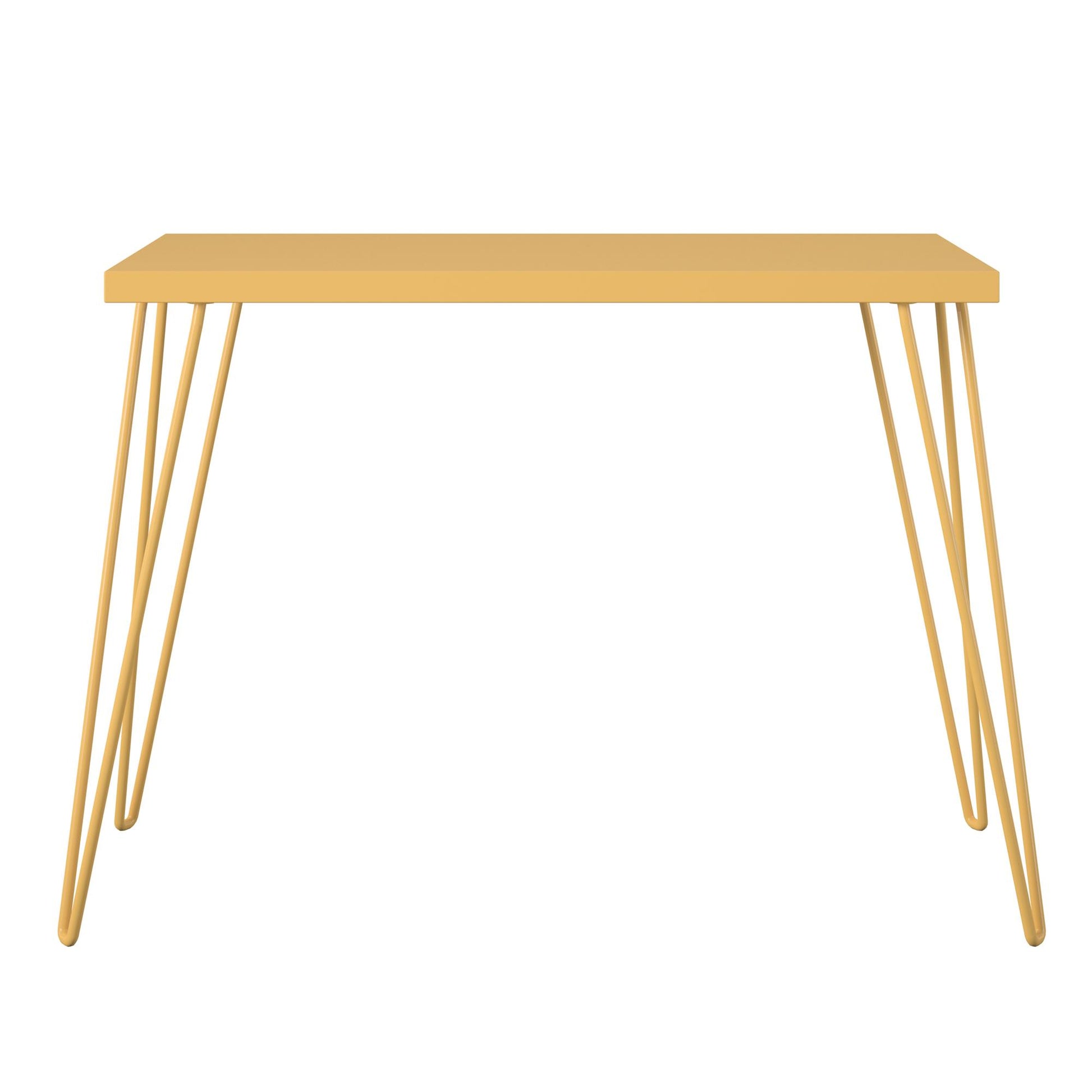 Owen Retro Computer Desk with Large Worksurface and Hairpin Legs - Yellow