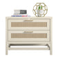 Lennon 2 Drawer Wide Nightstand with Faux Rattan - Ivory Oak