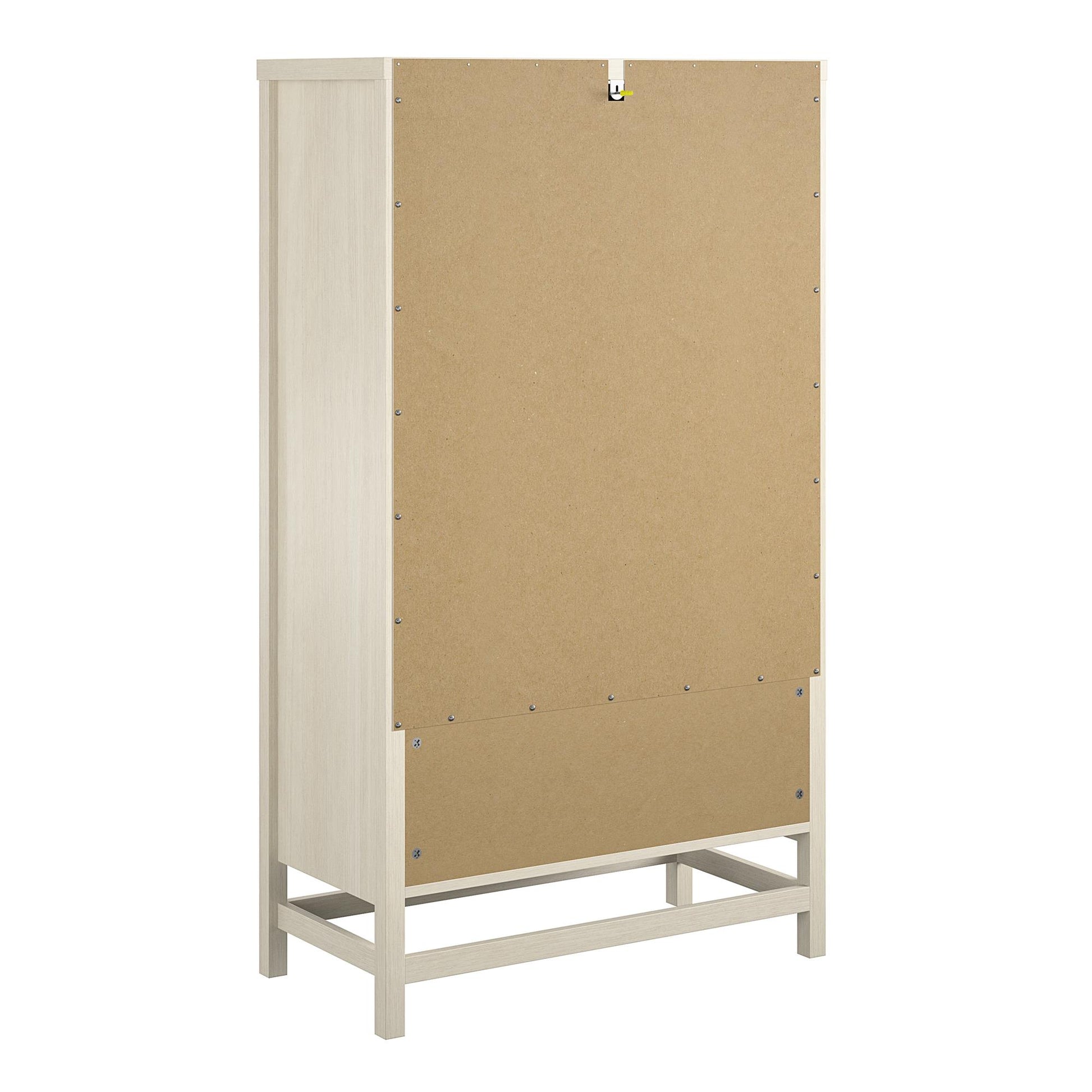 Lennon 5 Drawer Dresser with Faux Rattan and Gold Metal Handles - Ivory Oak