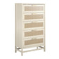 Lennon 5 Drawer Dresser with Faux Rattan and Gold Metal Handles - Ivory Oak