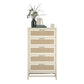 Lennon 5 Drawer Dresser with Faux Rattan and Gold Metal Handles - Ivory Oak