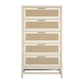 Lennon 5 Drawer Dresser with Faux Rattan and Gold Metal Handles - Ivory Oak