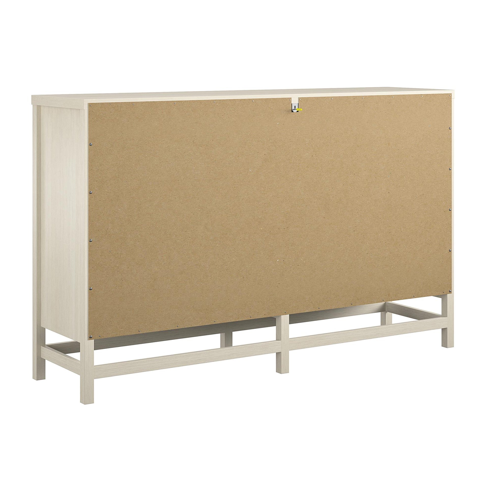 Lennon 6 Drawer Dresser with Faux Rattan and Gold Metal Handles - Ivory Oak